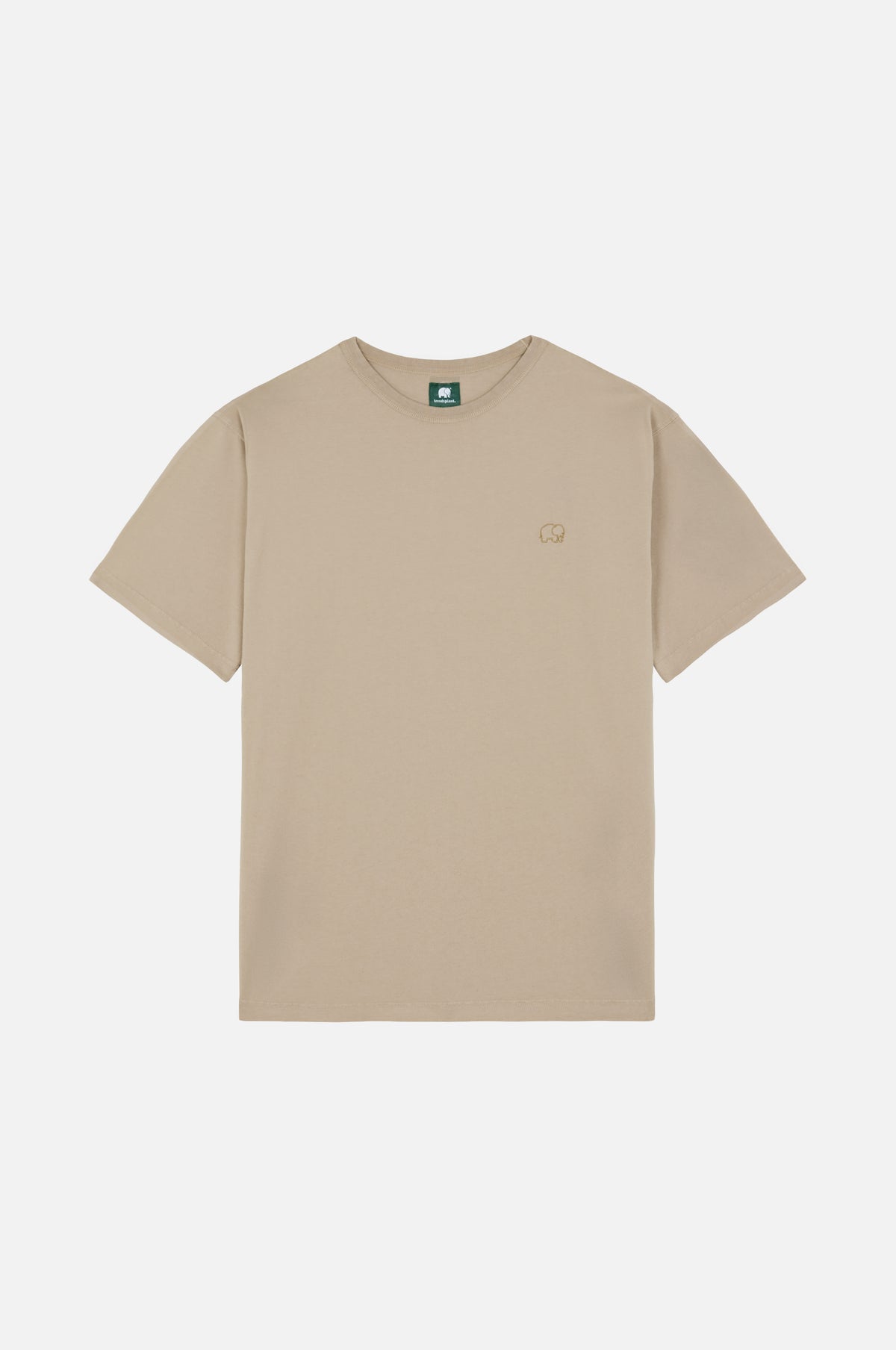T-shirt oversize Essential en Moon Rock Grey présenté à plat, mettant en valeur sa coupe décontractée et son tissu doux. | TP_IMAGE_TYPE=SILHOUETTE_FRONT