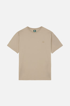 T-shirt oversize Essential en Moon Rock Grey présenté à plat, mettant en valeur sa coupe décontractée et son tissu doux. | TP_IMAGE_TYPE=SILHOUETTE_FRONT