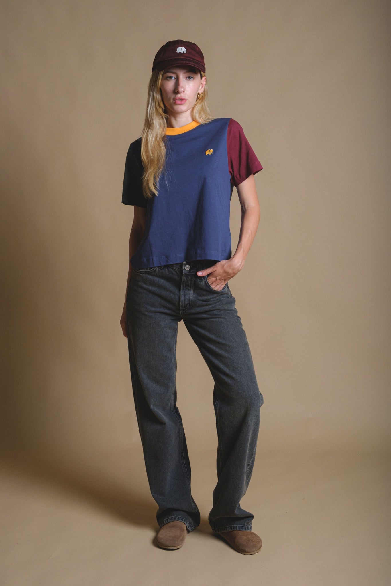 Women's Color Block T-Shirt Trendsplant Blue