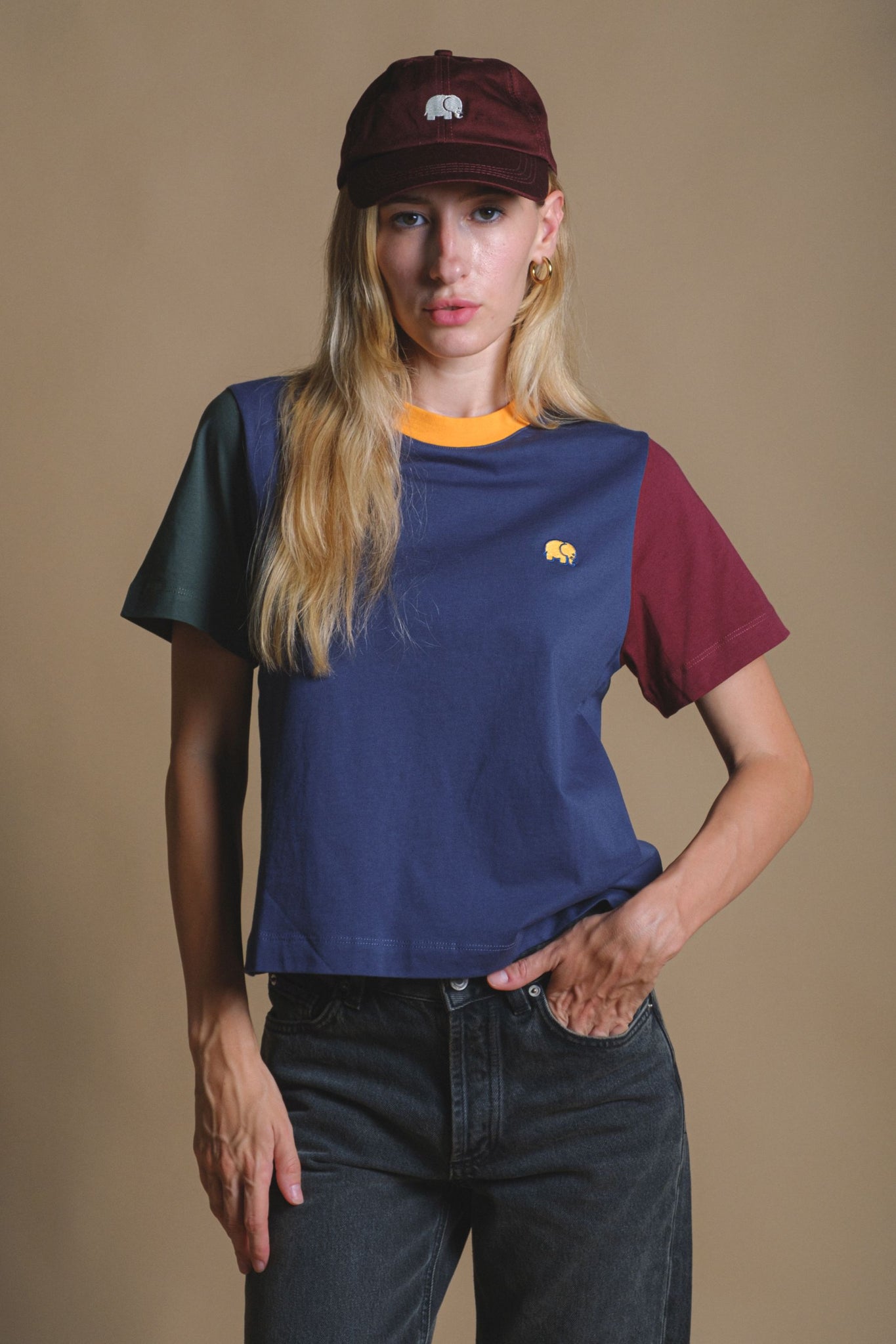 Women's Color Block T-Shirt Trendsplant Blue