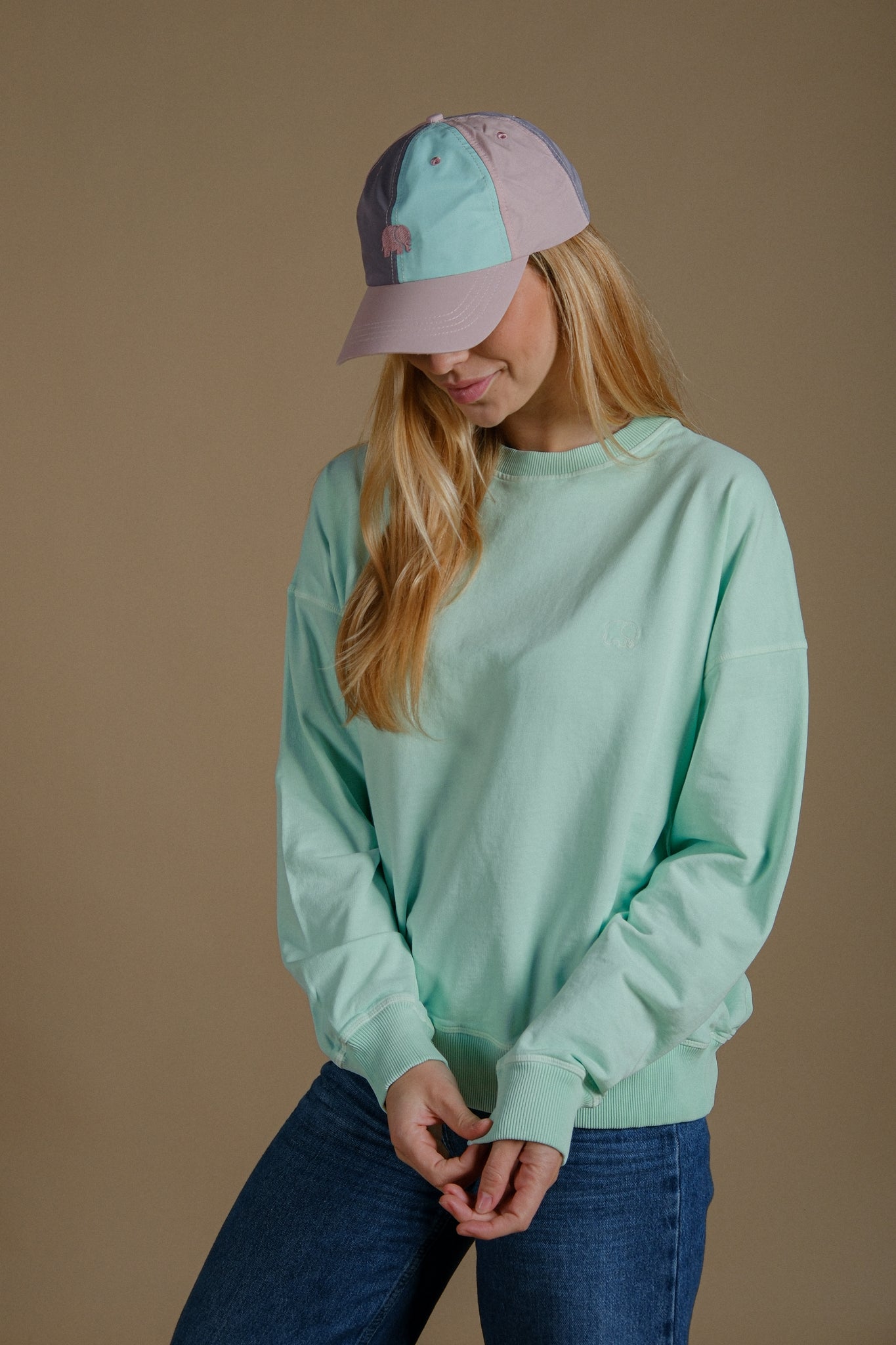 Color Block Lightweight Dad Cap Mint Green