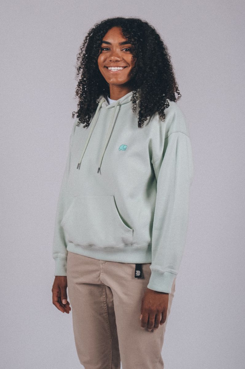 Sudadera Capucha Mujer Oversized Orgánica Esencial Mint Green