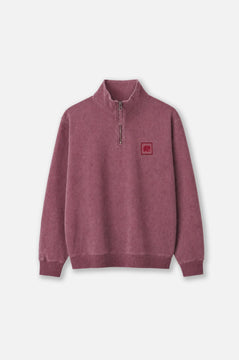 Sauce Pigment Dyed Quarter Zip Sweatshirt Garnacha Red