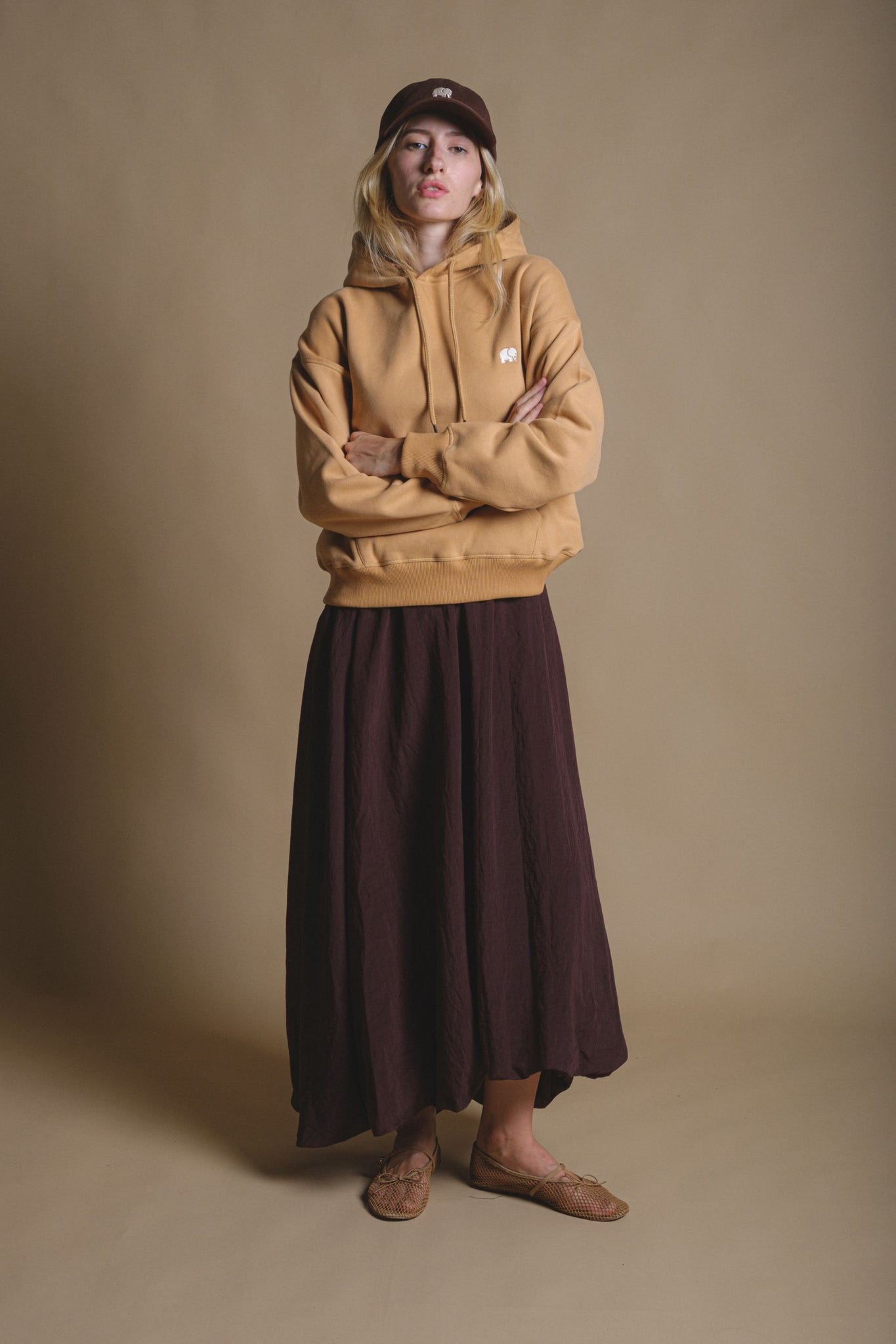 Sudadera Capucha Mujer Oversized Orgánica Esencial Apple Cinnamon