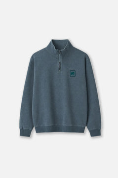 Sauce Pigment Dyed Quarter Zip Sweatshirt Elm Green