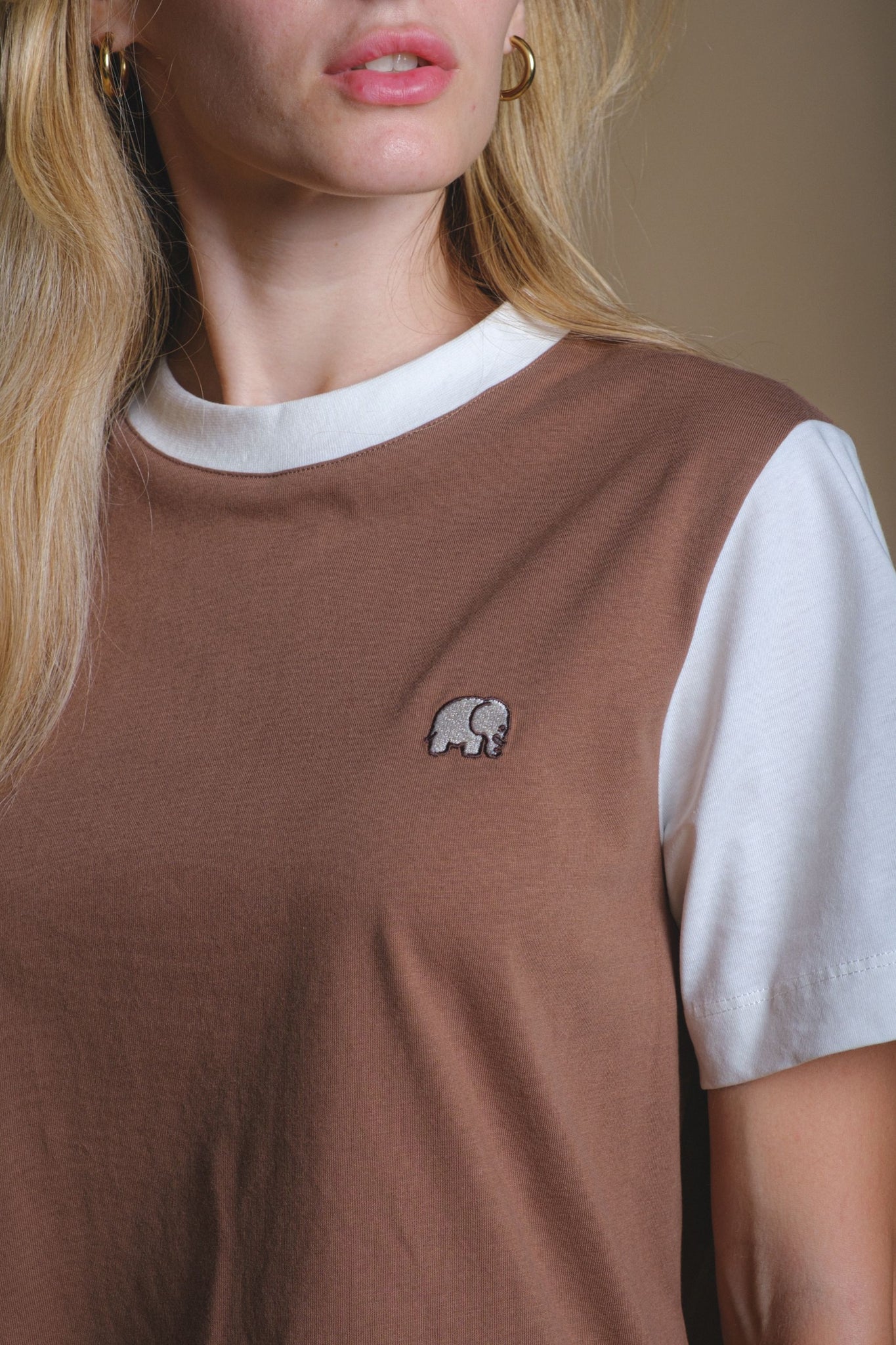 Women's Color Block T-Shirt Cocoa Brown