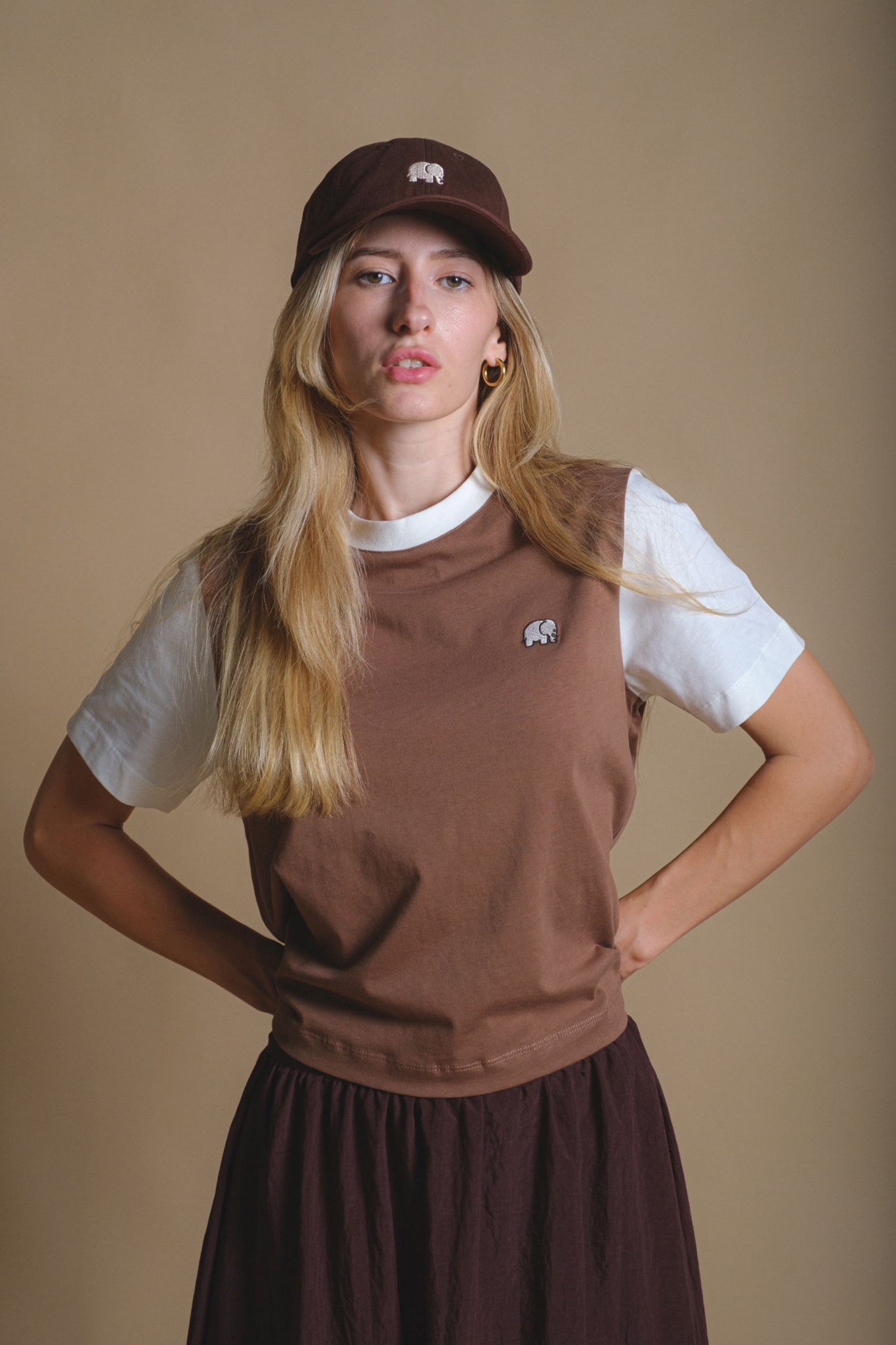 Women's Color Block T-Shirt Cocoa Brown