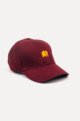 Silhouette de face de la Classic 6 Panel Cap en Grape Red avec logo éléphant jaune | TP_IMAGE_TYPE=SILHOUETTE_FRONT