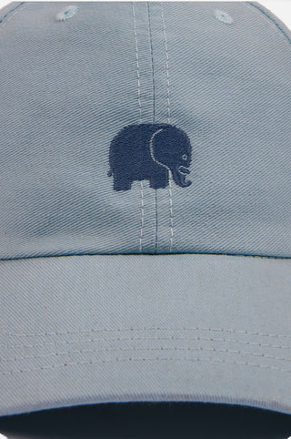 Dettaglio del Logo Dad Cap azzurro con design a elefante ricamato | TP_IMAGE_TYPE=DETAIL