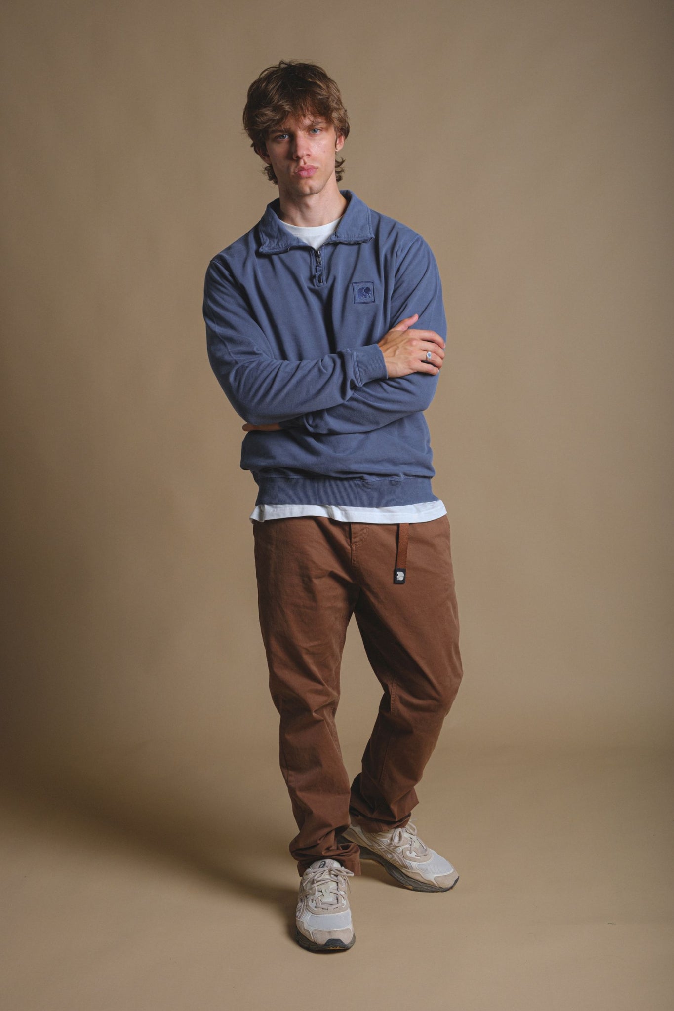 Sauce Pigment Dyed Quarter Zip Sweater Faded Navy