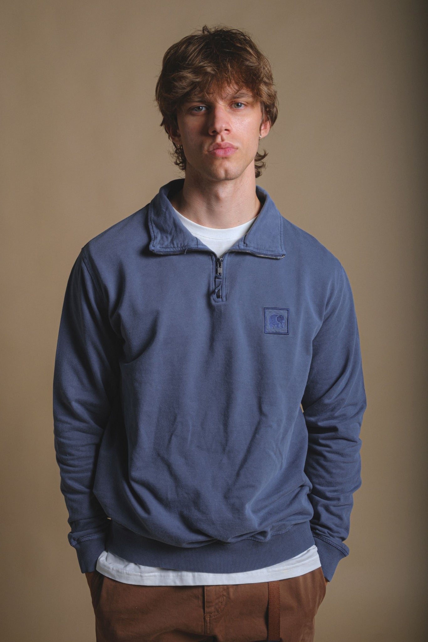 Sauce Pigment Dyed Quarter Zip Sweater Faded Navy
