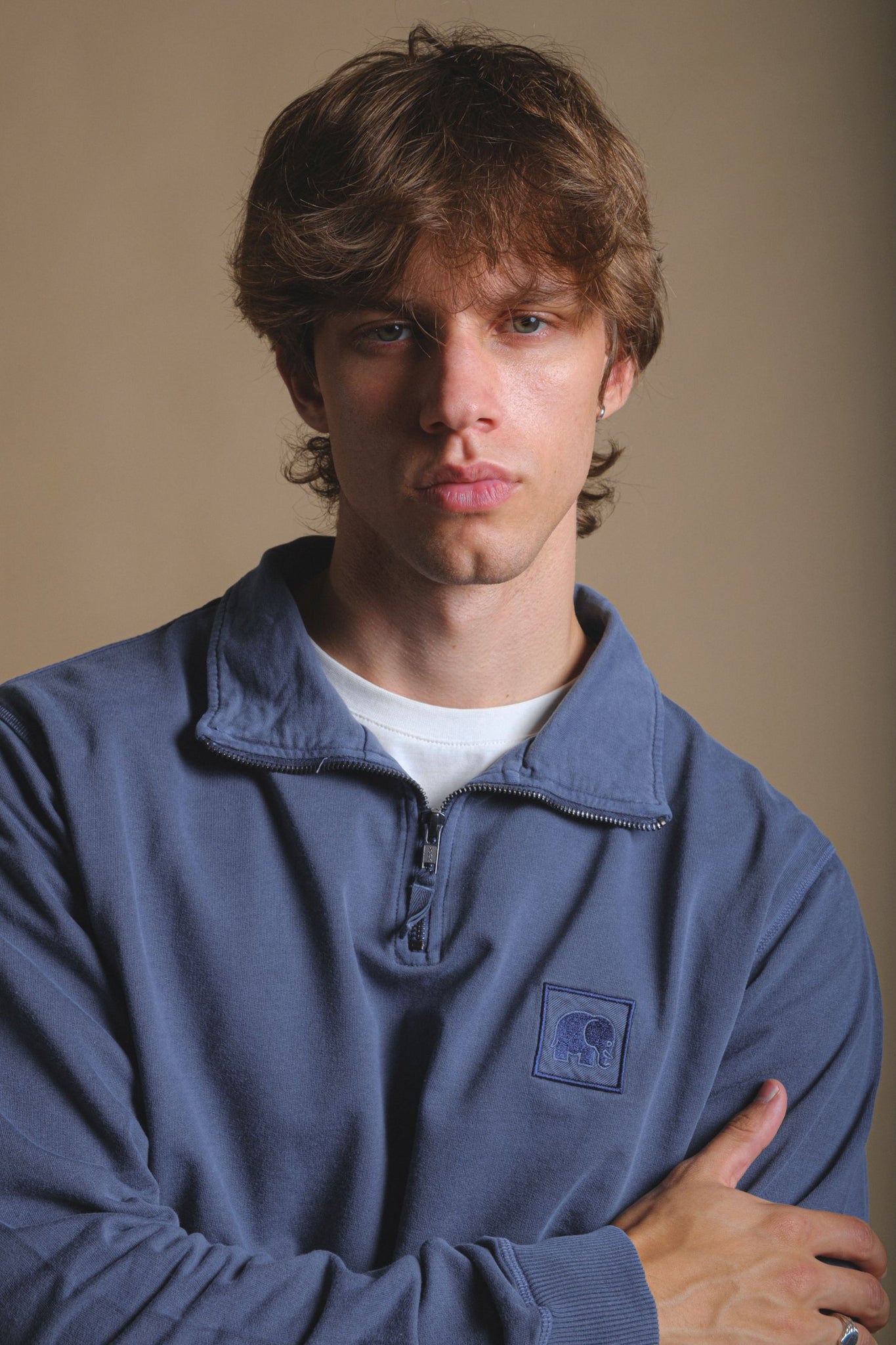 Sauce Pigment Dyed Quarter Zip Sweater Faded Navy