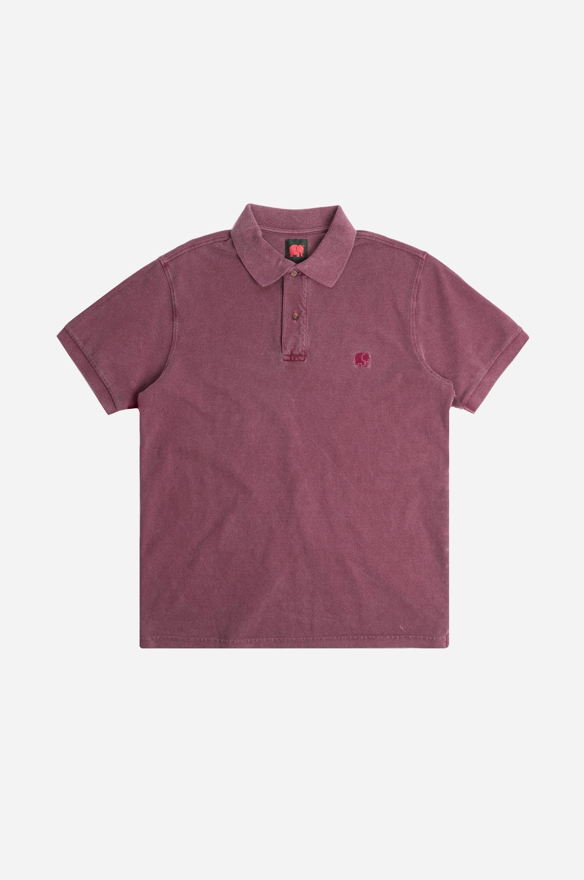 Silhouette frontale della Polo Shirt tinta con pigmenti organici in Zinfandel | TP_IMAGE_TYPE=SILHOUETTE_FRONT