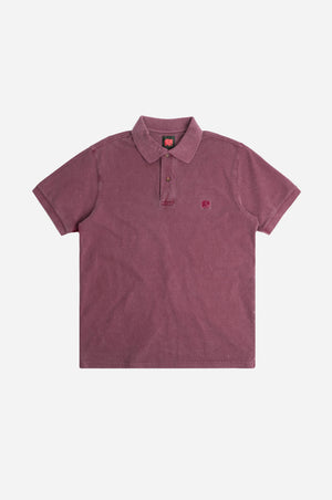 Silhouette frontale della Polo Shirt tinta con pigmenti organici in Zinfandel | TP_IMAGE_TYPE=SILHOUETTE_FRONT