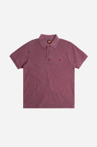 Silhouette frontale della Polo Shirt tinta con pigmenti organici in Zinfandel | TP_IMAGE_TYPE=SILHOUETTE_FRONT