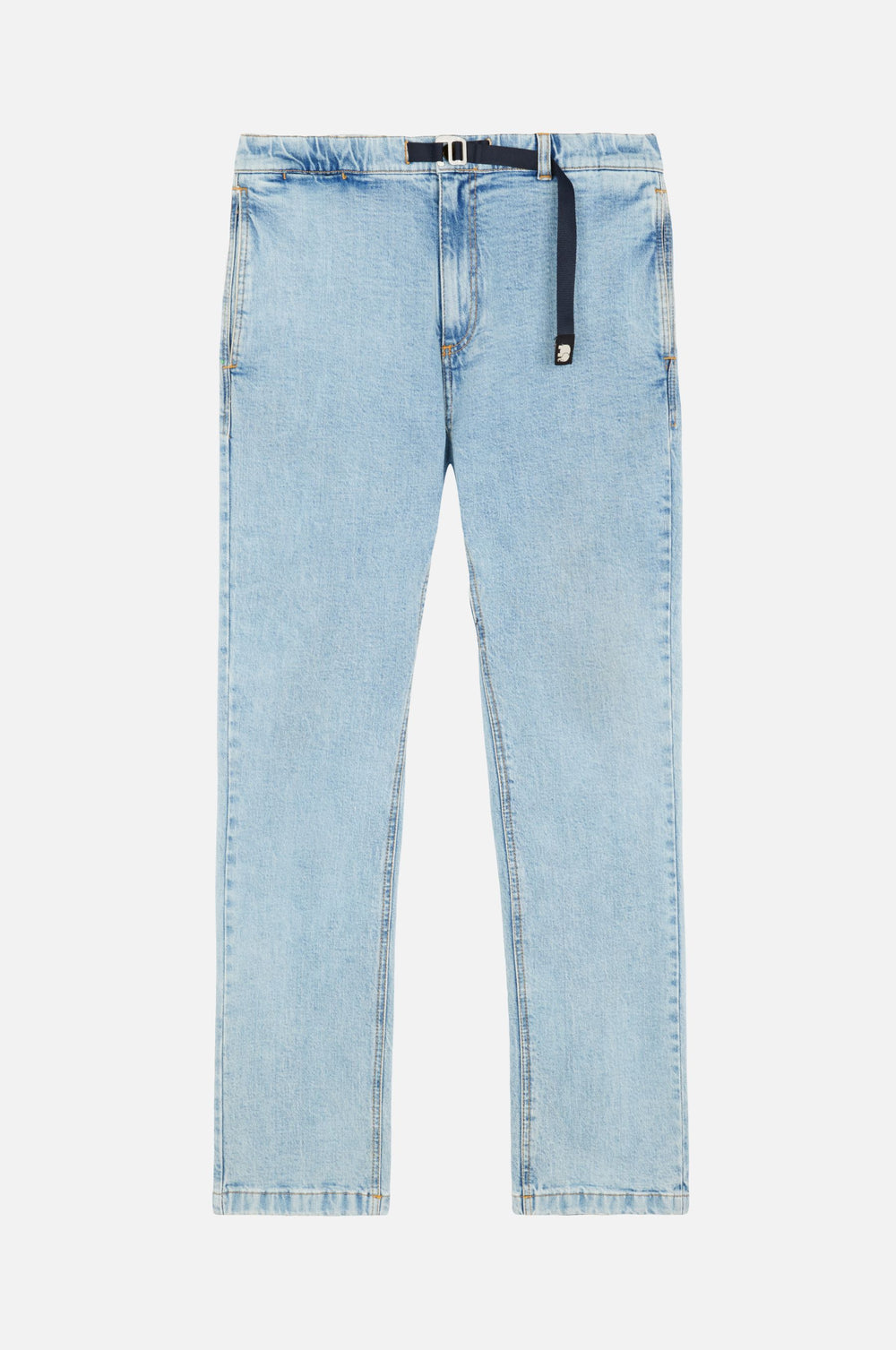Recycled Denim Climber Pant in light wash che mostra uno styling moderno e una vestibilità casual | TP_IMAGE_TYPE=SILHOUETTE_FRONT