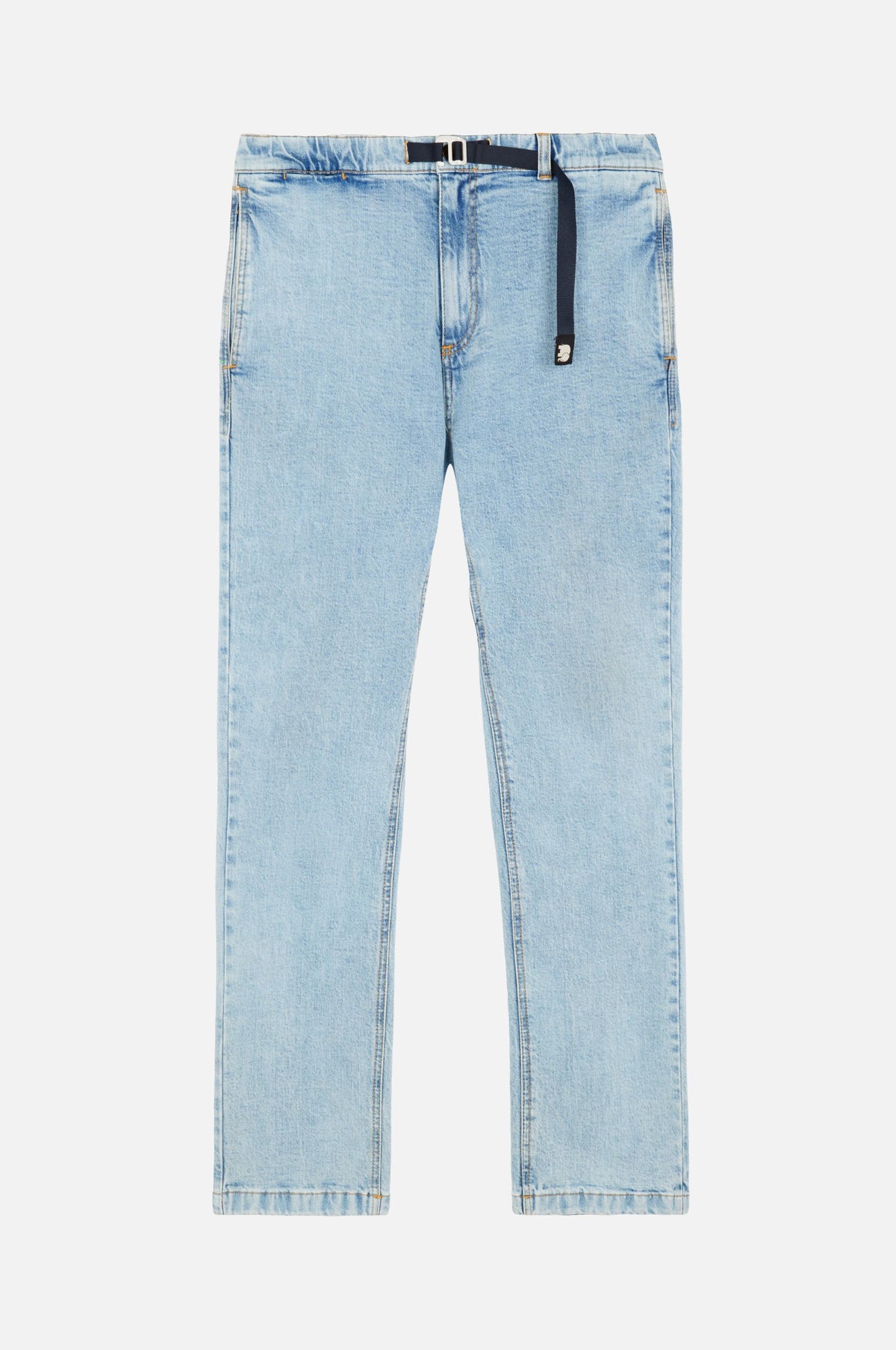 Recycled Denim Climber Pant in light wash che mostra uno styling moderno e una vestibilità casual | TP_IMAGE_TYPE=SILHOUETTE_FRONT