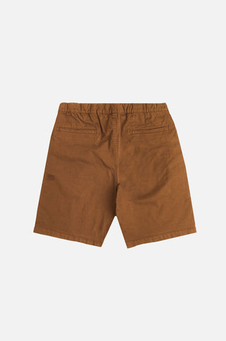 Ecodye Cotton Climber Shorts en coloris Caramel, vue de dos avec taille élastique et détails de poches | TP_IMAGE_TYPE=MODEL_BACK