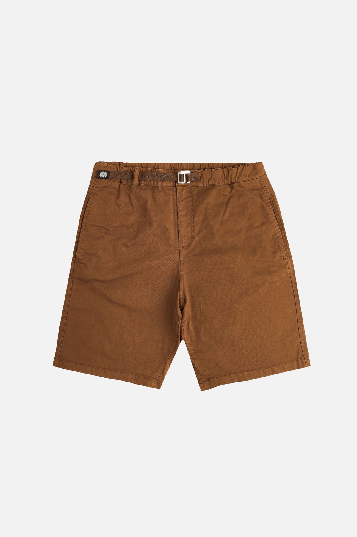Short d'escalade en coton Ecodye coloris Caramel, vue de face épurée avec un design classique et une ceinture élastique. | TP_IMAGE_TYPE=SILHOUETTE_FRONT