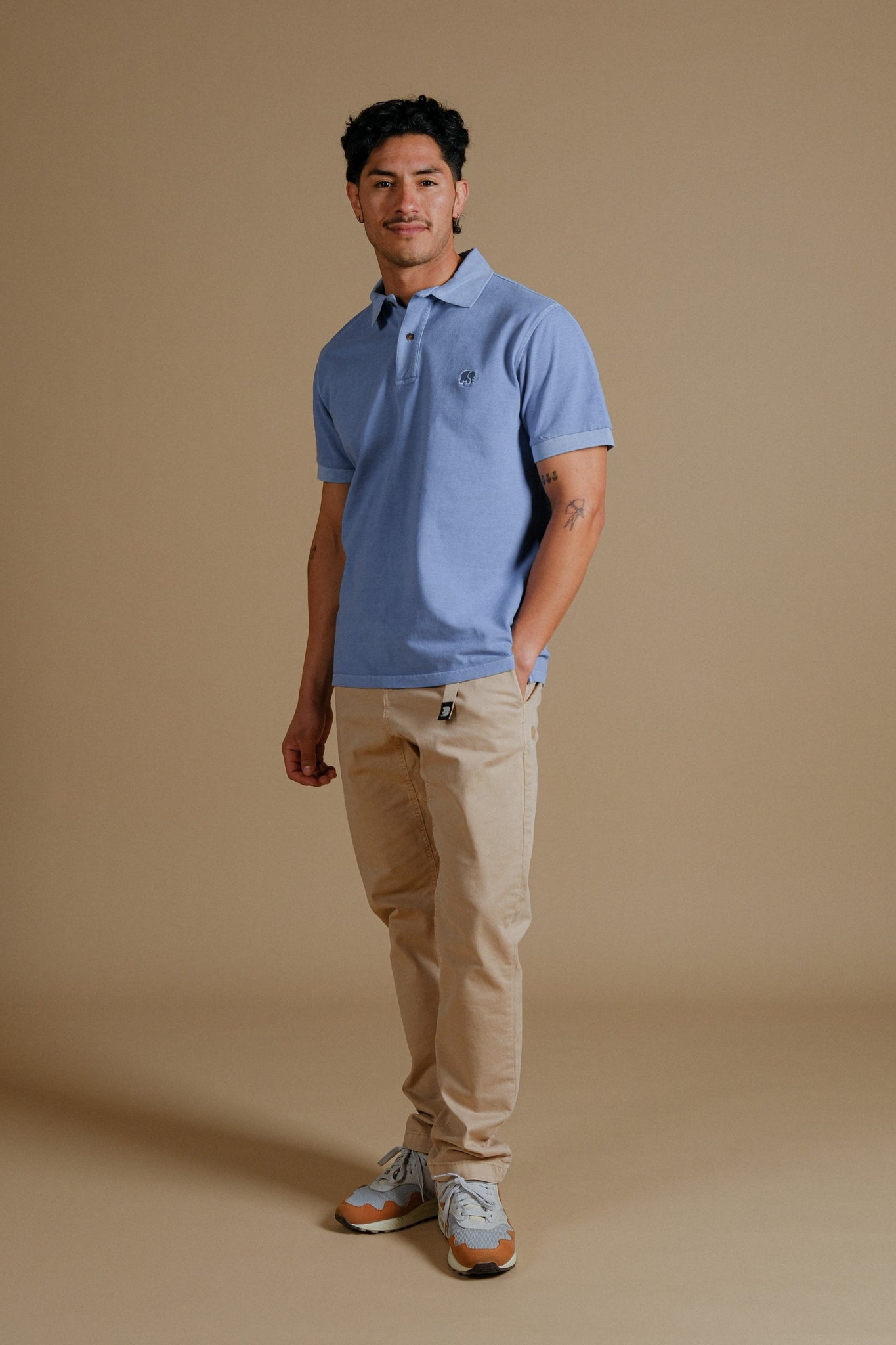 Alcalali Pigment Dyed Polo Shirt Sunset Blue
