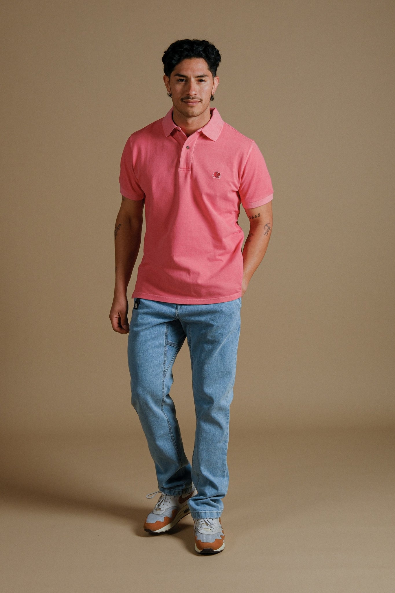 Alcalali Pigment Dyed Polo Shirt Pink Blossom