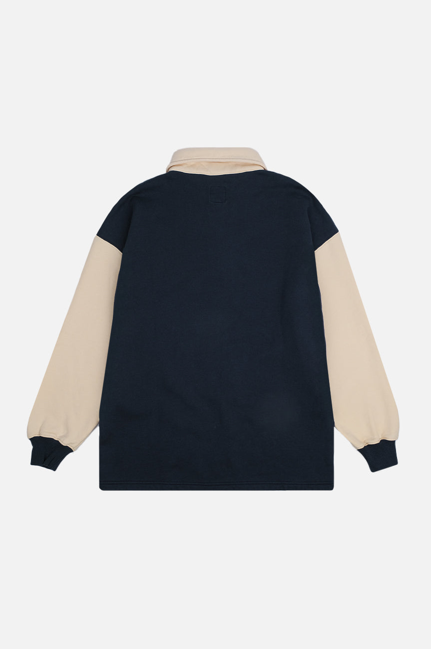 Pi College Oversized Polo Sweater Deep Navy