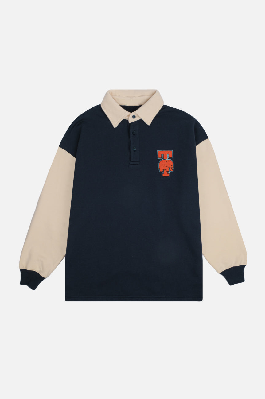 Pi College Oversized Polo Sweater Deep Navy