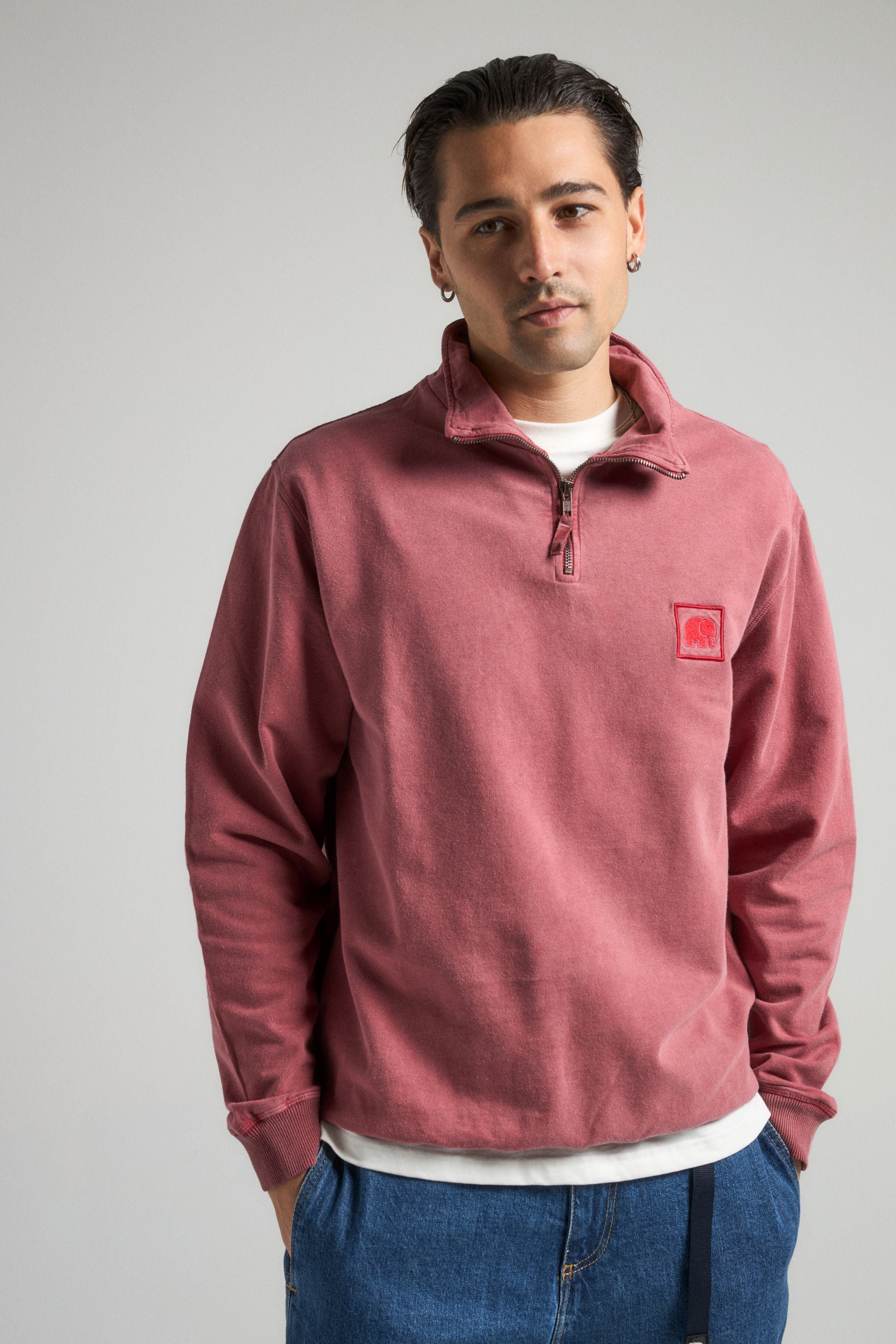 Sauce Loopback Pigment Dyed Half Zip Sweater Burning Sky – Trendsplant