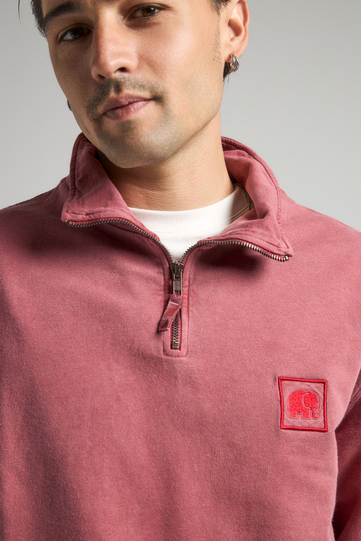 Sauce Loopback Pigment Dyed Half Zip Sweater Burning Sky