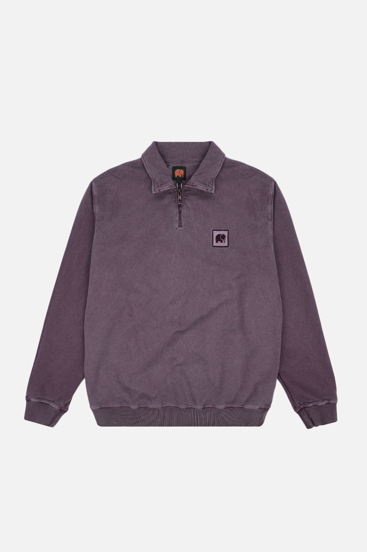 Sauce Loopback Pigment Dyed Half Zip Sweater Sunset Purple