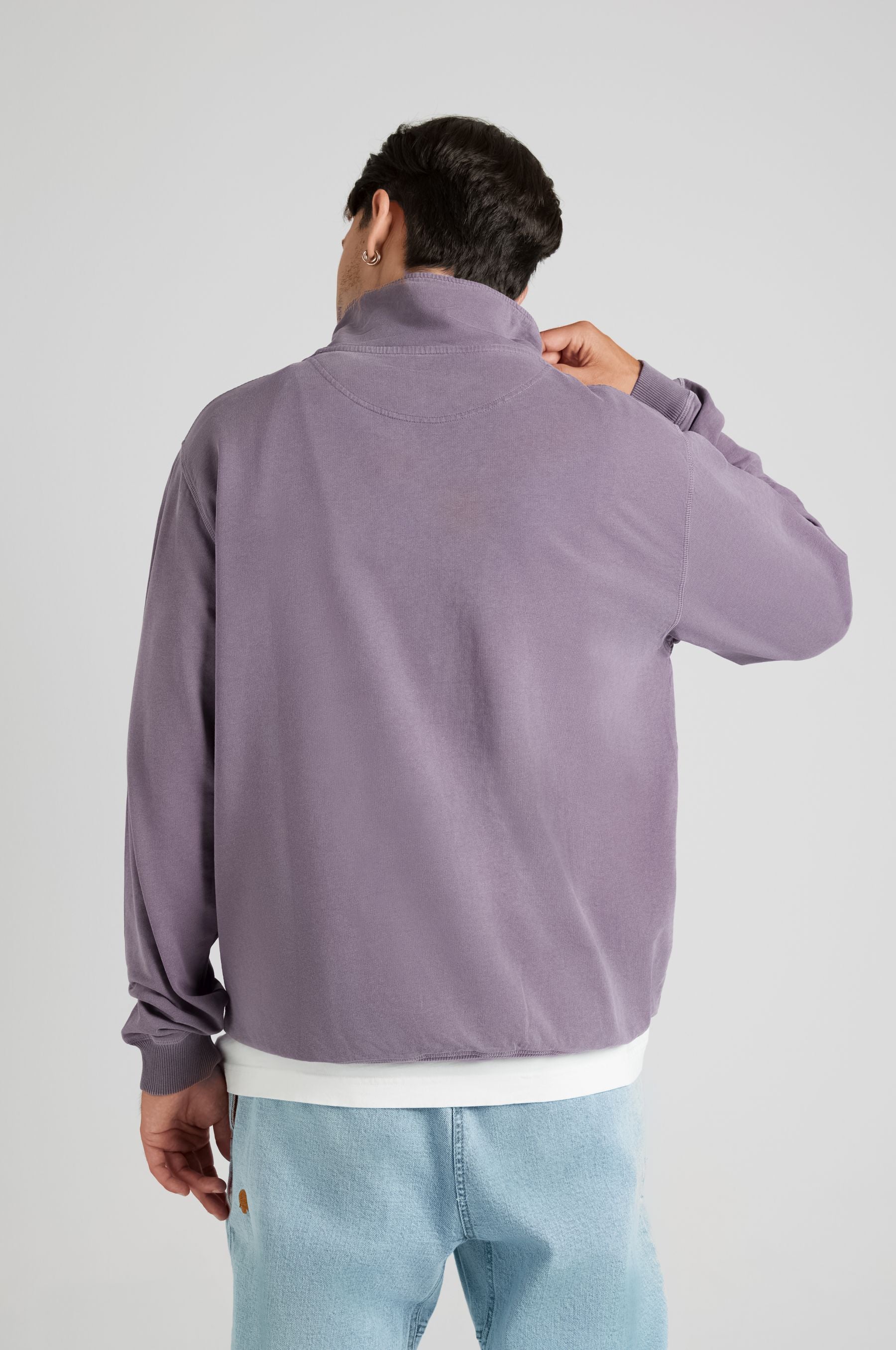 Sauce Loopback Pigment Dyed Half Zip Sweatshirt Sunset Purple
