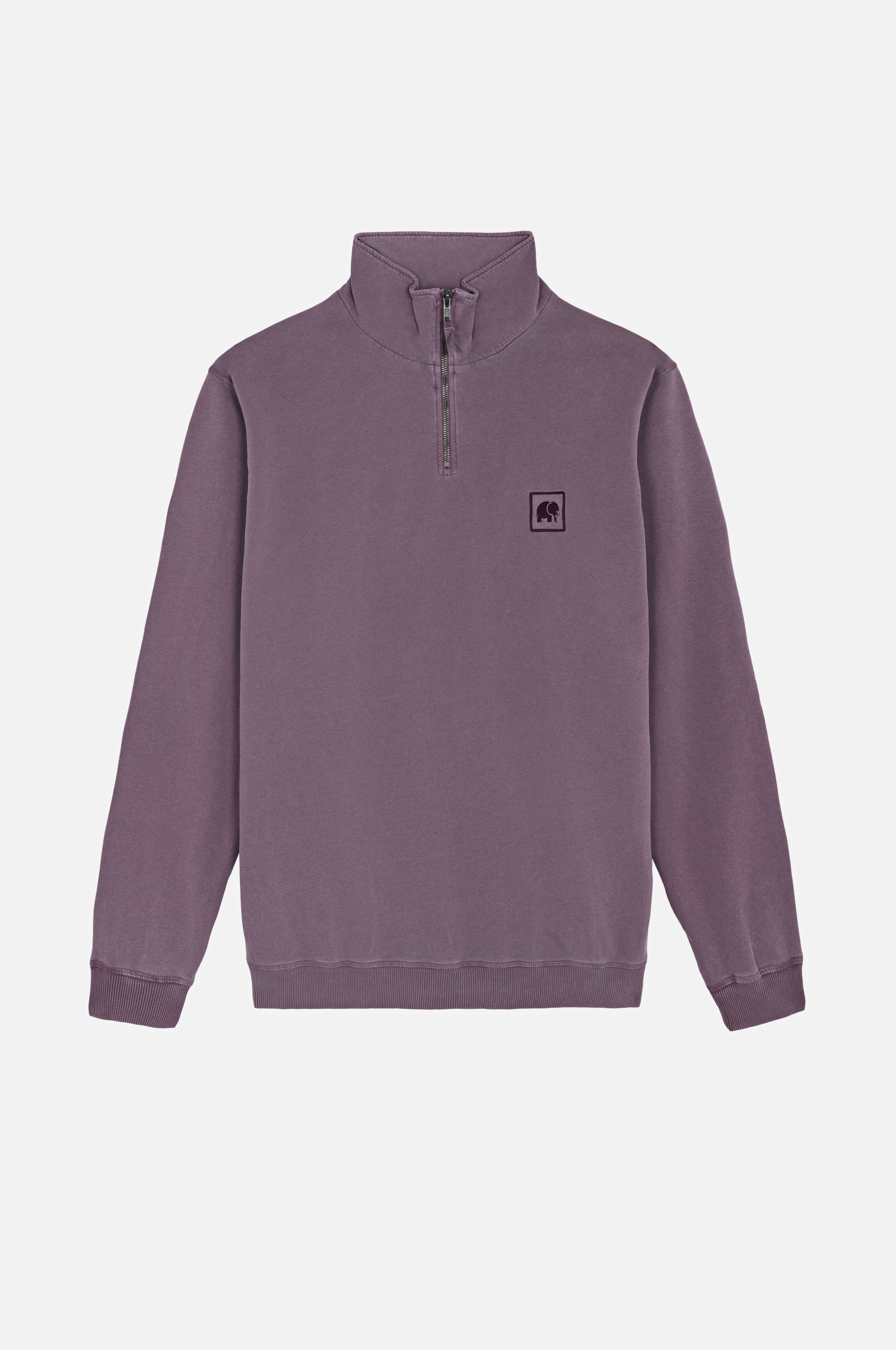 Sauce Loopback Pigment Dyed Half Zip Sweatshirt Sunset Purple