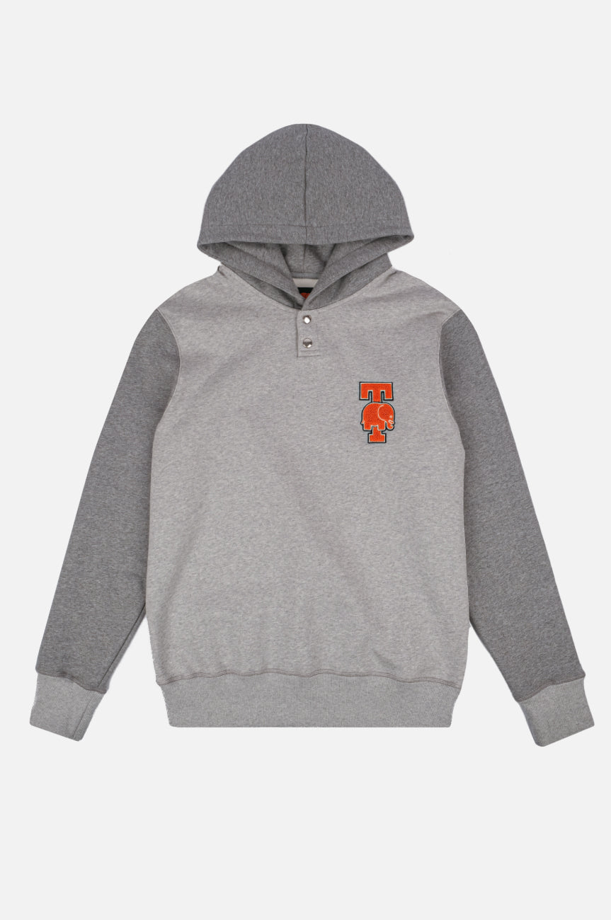 Omega College Button Up Hoodie Light Heather Grey