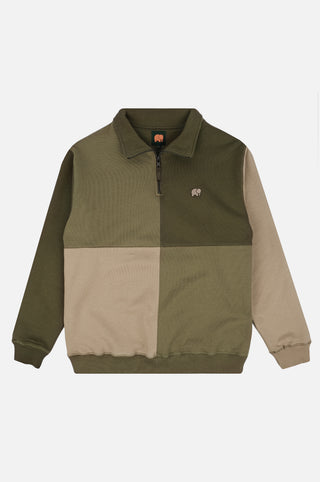 Silhouette de face de Color Block Half Zip Sweatshirt Gothic Olive | TP_IMAGE_TYPE=SILHOUETTE_FRONT