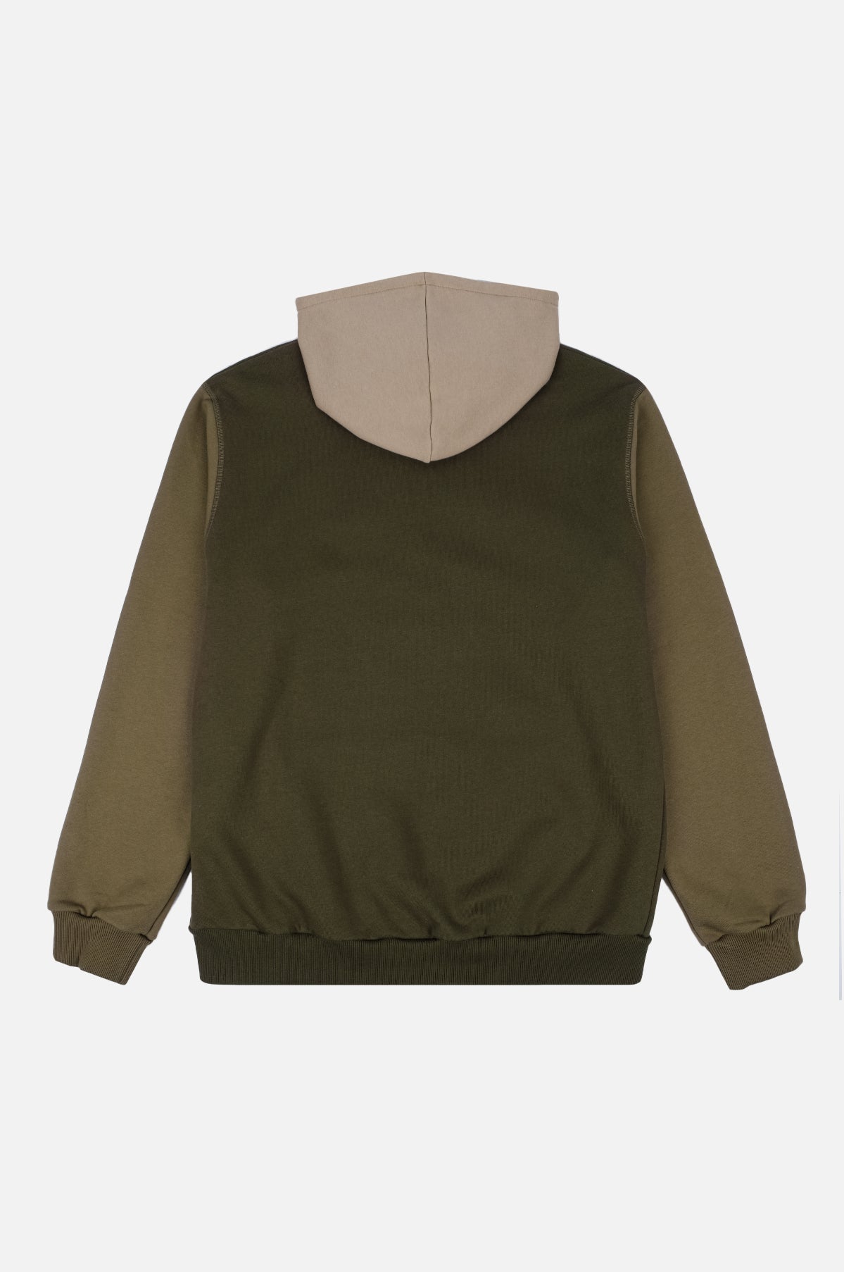 Color Block Zip Hoodie Dark Olive