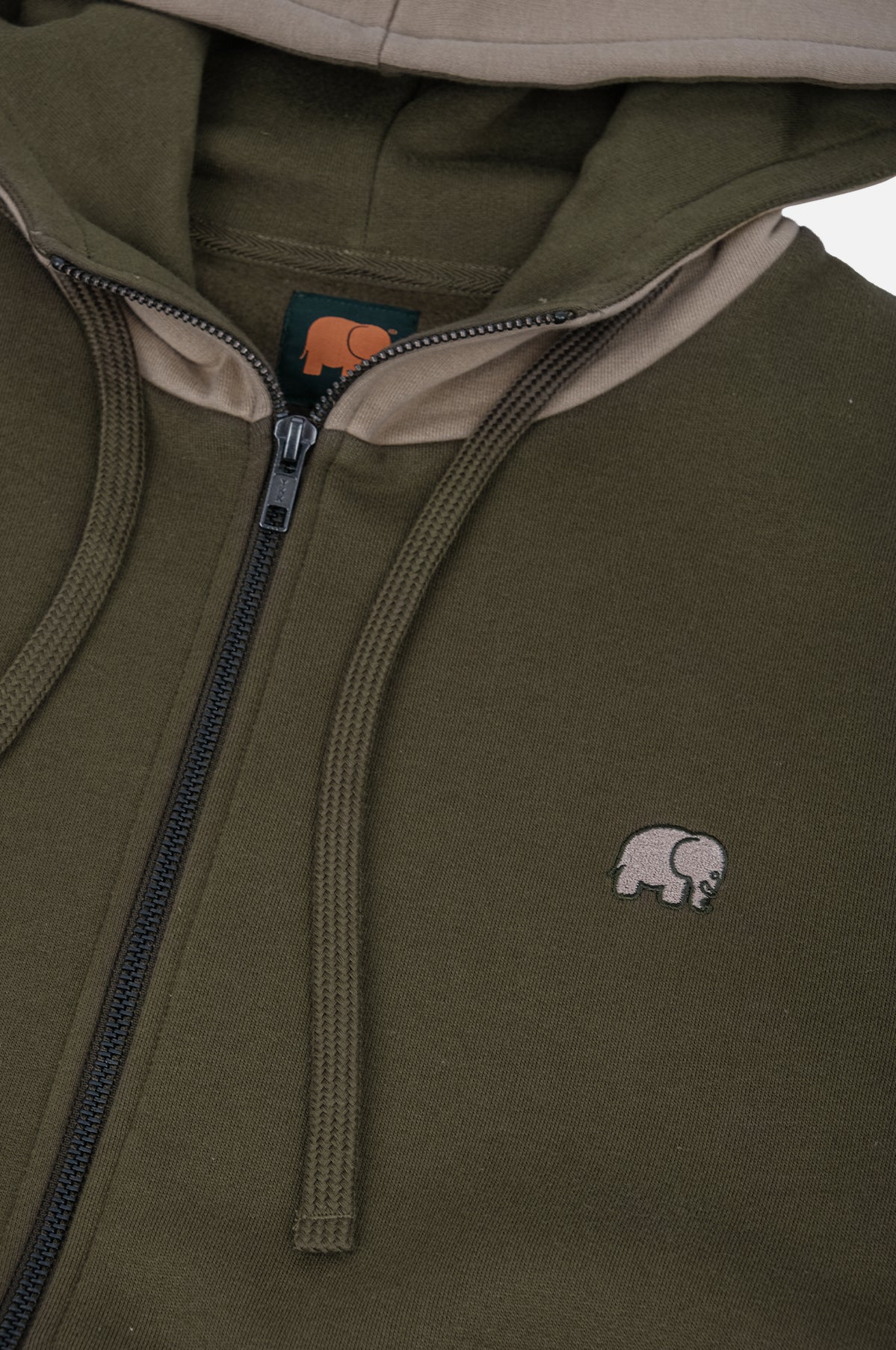 Sudadera Capucha Cremallera Dark Olive