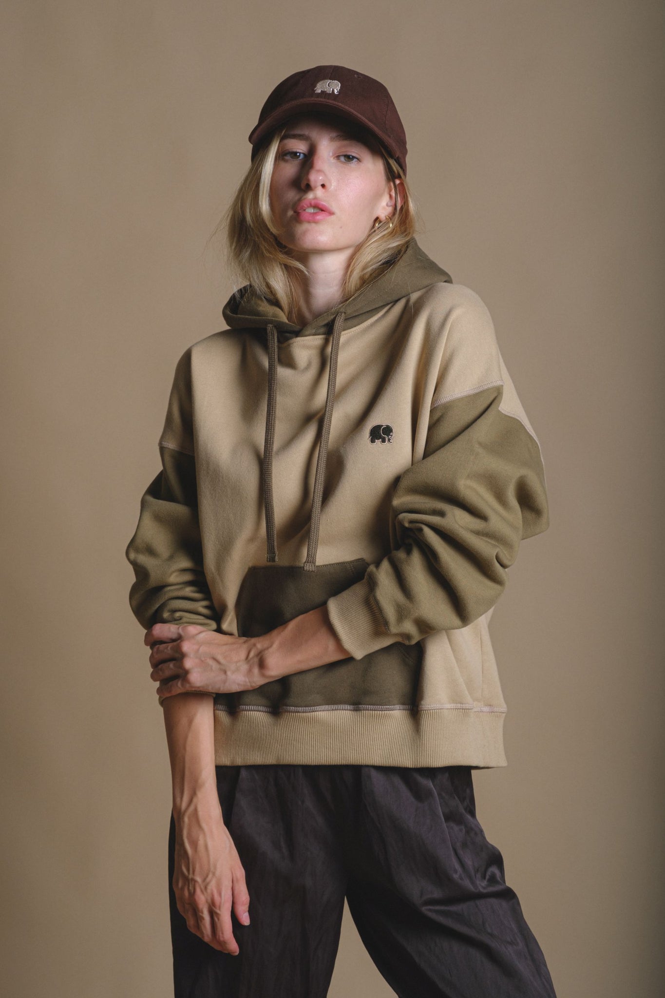 Women's Oversized Color Block Hoodie Incense