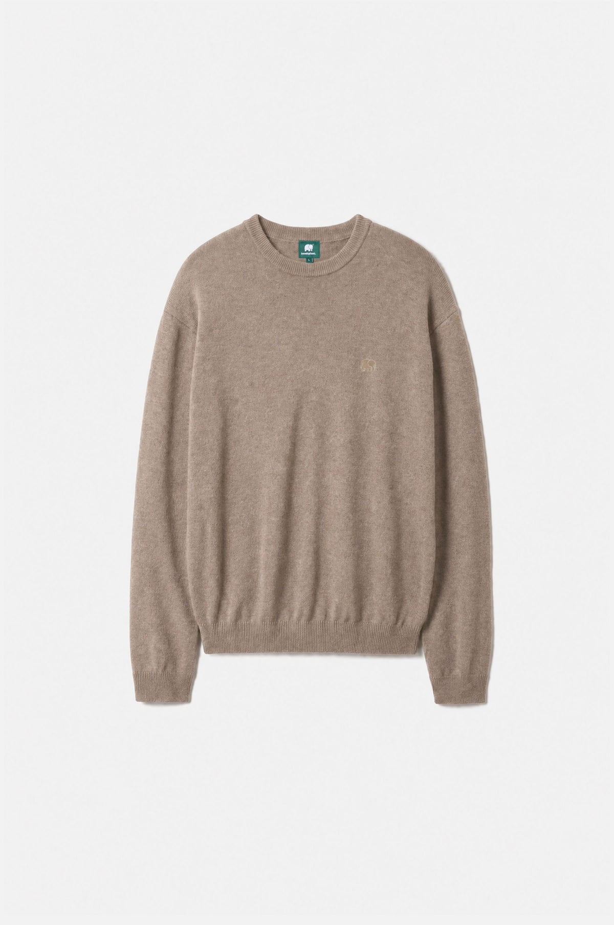 Tarbena Knit Stone in un colore stone neutro, con classico girocollo e maniche lunghe.| TP_IMAGE_TYPE=SILHOUETTE_FRONT