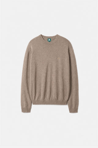 Tarbena Knit Stone in a neutral stone color with a classic crew neck and long sleeves.| TP_IMAGE_TYPE=SILHOUETTE_FRONT