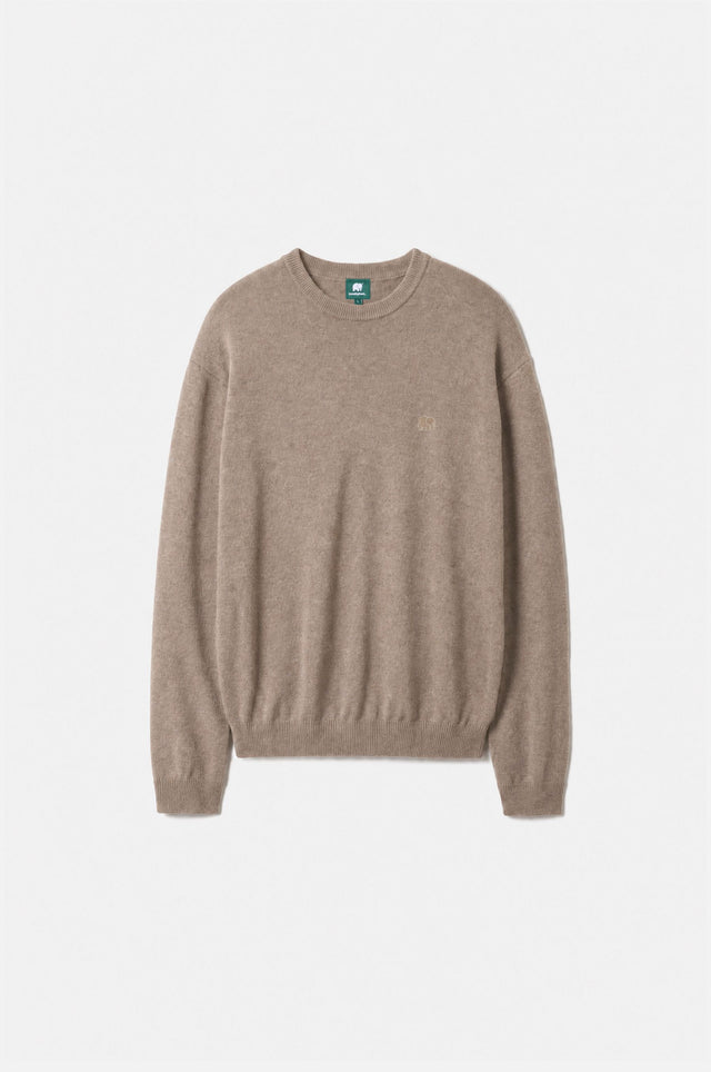 Tarbena Knit Stone dans une couleur pierre neutre, avec une encolure ronde classique et des manches longues.| TP_IMAGE_TYPE=SILHOUETTE_FRONT