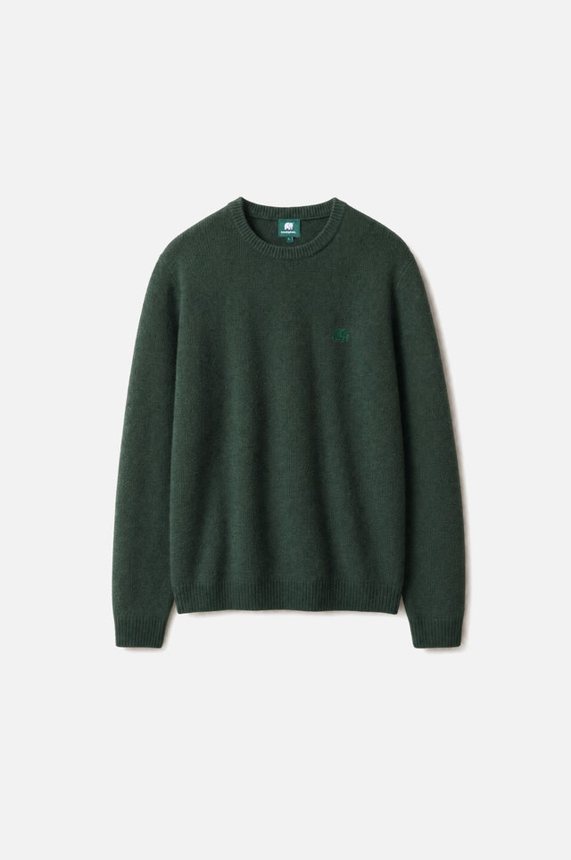 Sella Knit en vert pin, présentant un design classique à col rond et manches longues, sur fond blanc. | TP_IMAGE_TYPE=SILHOUETTE_FRONT