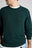 Persona che indossa un maglione in maglia verde pino con scollo rotondo e logo discreto sul petto | TP_IMAGE_TYPE=MODEL_FRONT
