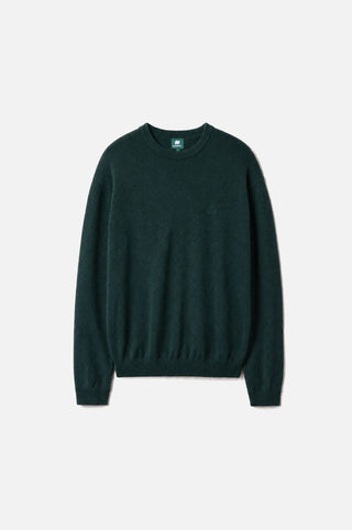 Maglione in maglia Tarbena in verde pino con scollo rotondo e maniche lunghe, presentato su sfondo bianco | TP_IMAGE_TYPE=SILHOUETTE_FRONT