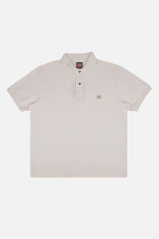 Alcalali Pigment Dyed Organic Polo Shirt in Almond Milk, con classico colletto polo e un discreto logo ricamato sul petto | TP_IMAGE_TYPE=SILHOUETTE_FRONT