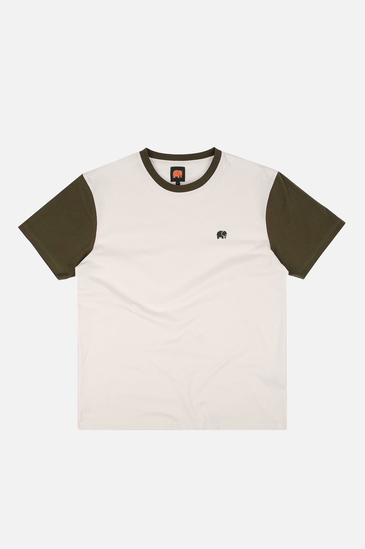 Color Block T-Shirt Natural/Dark Olive