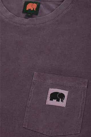T-shirt Garza Pigment Dyed in Sunset Purple con tasca sul petto e grafica di un elefante. | TP_IMAGE_TYPE=DETAIL