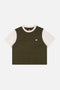 Women's Color Block T-Shirt Dark Olive/Natural