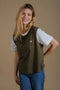 Women's Color Block T-Shirt Dark Olive/Natural