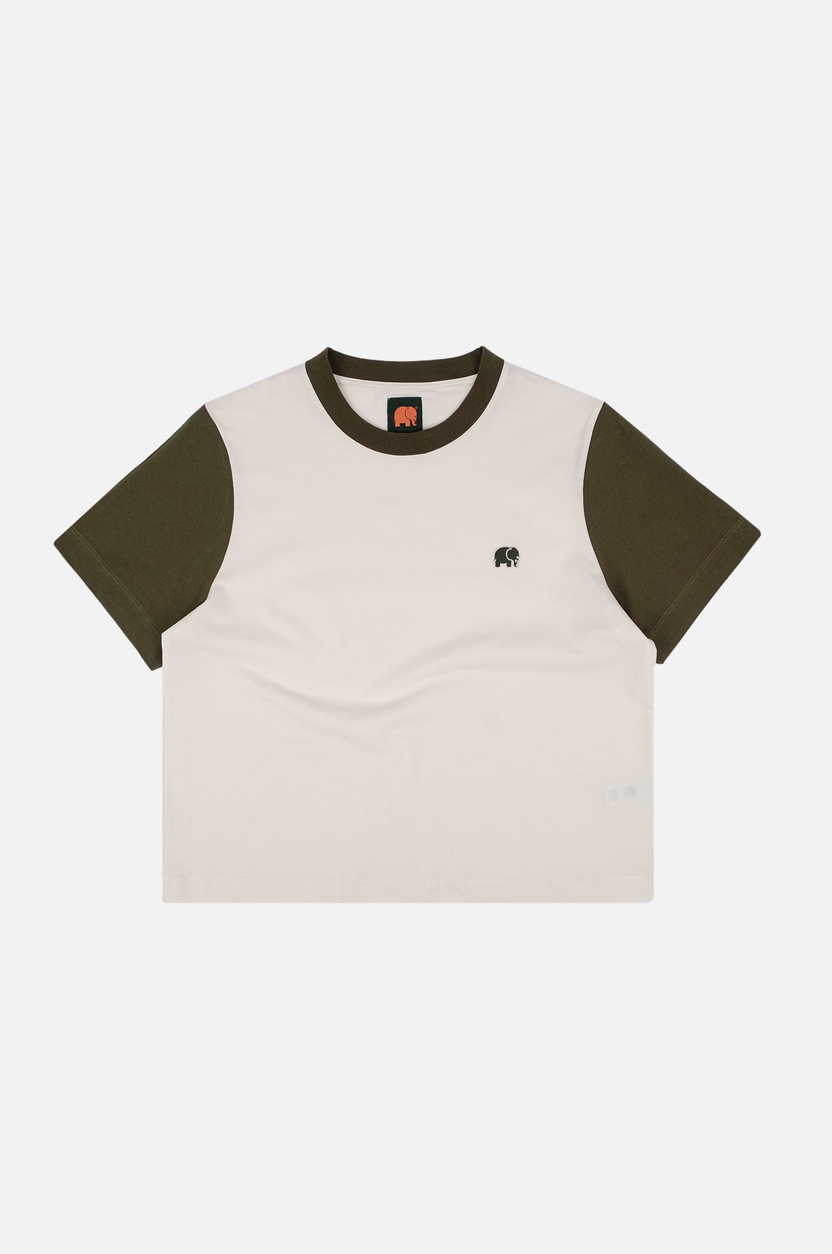 Camiseta Mujer Color Block Natural/Dark Olive