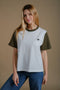 Women's Color Block T-Shirt Natural/Dark Olive